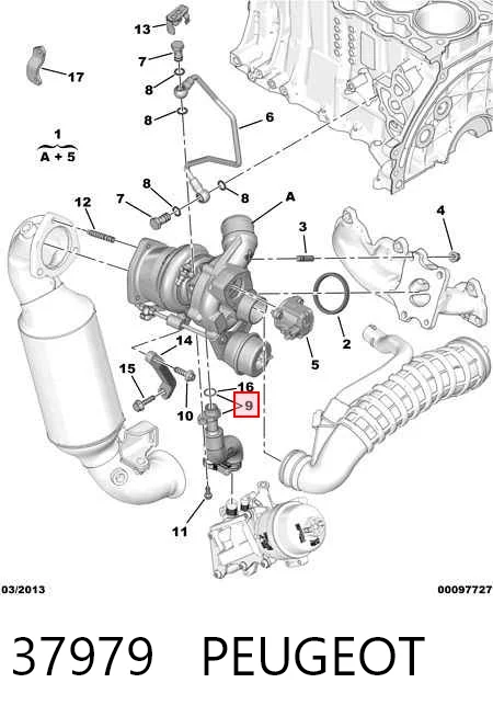 37979 Peugeot/Citroen Трубка/шланг відводу масла від турбіни