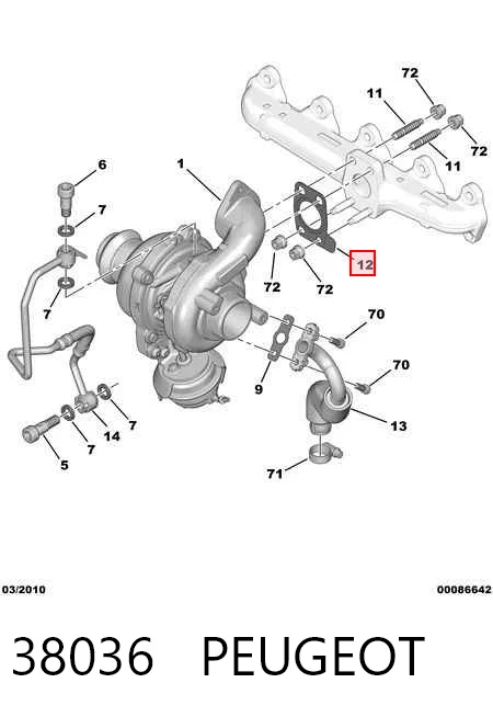 38036 Peugeot/Citroen Прокладка турбіни вихлопних газів, впуск
