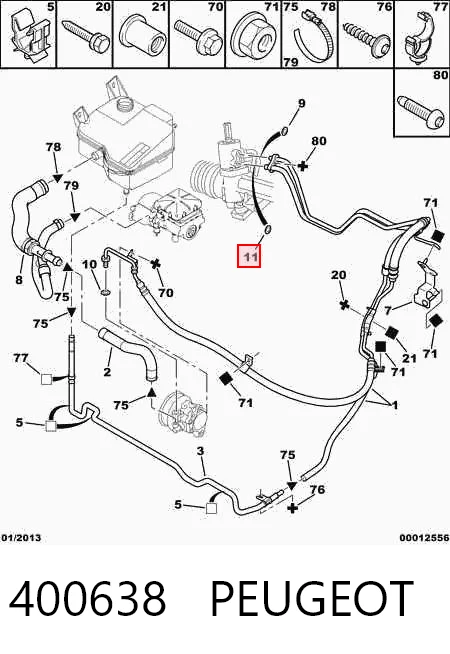 400638 Peugeot/Citroen Кільце ущільнювача штуцерів рульової рейки