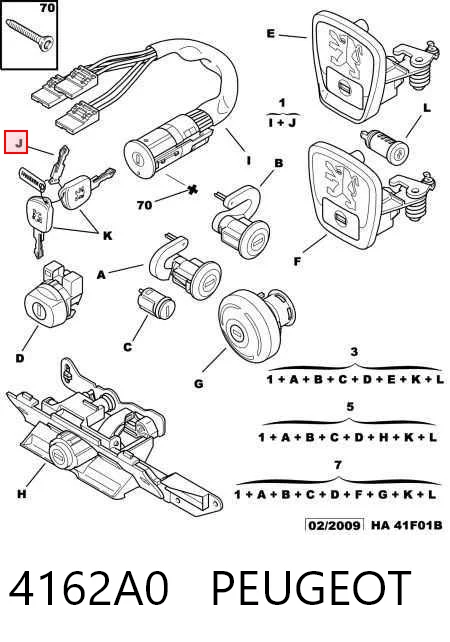 4162A0 Peugeot/Citroen Замок запалювання