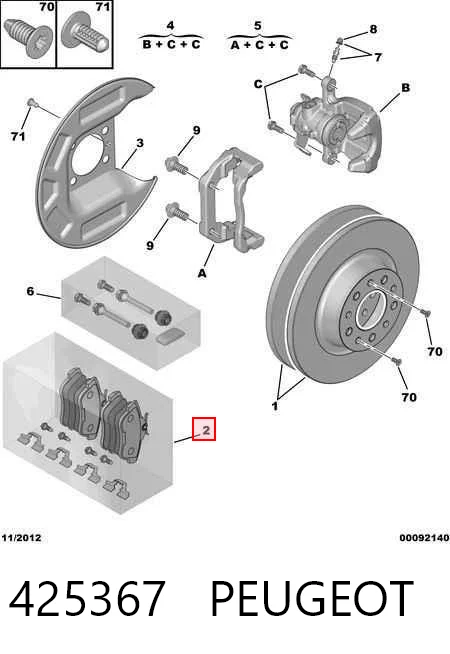 425367 Peugeot/Citroen Колодки гальмівні задні, дискові
