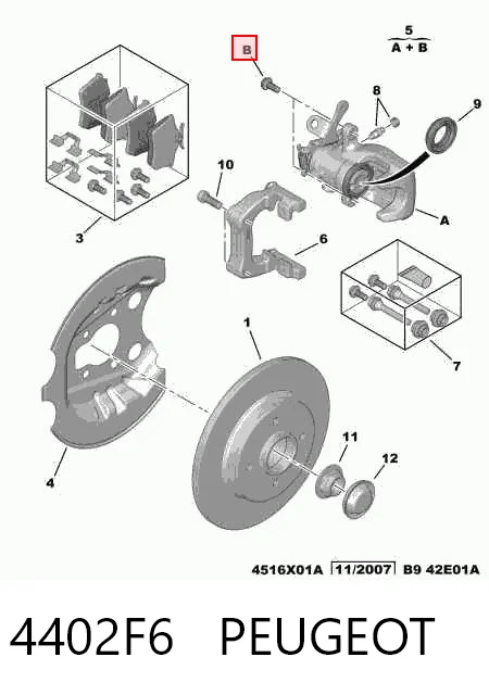 4402F6 Peugeot/Citroen Супорт гальмівний задній правий