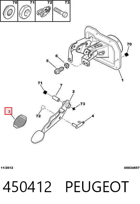 450412 Peugeot/Citroen Накладка педалі гальма