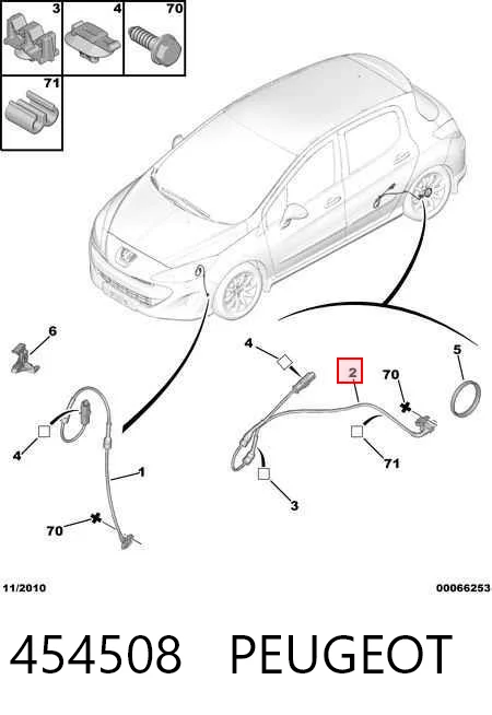 454508 Peugeot/Citroen Датчик АБС (ABS) задній