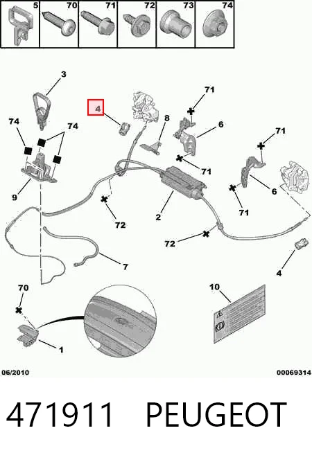 471911 Peugeot/Citroen Кронштейн троса ручника