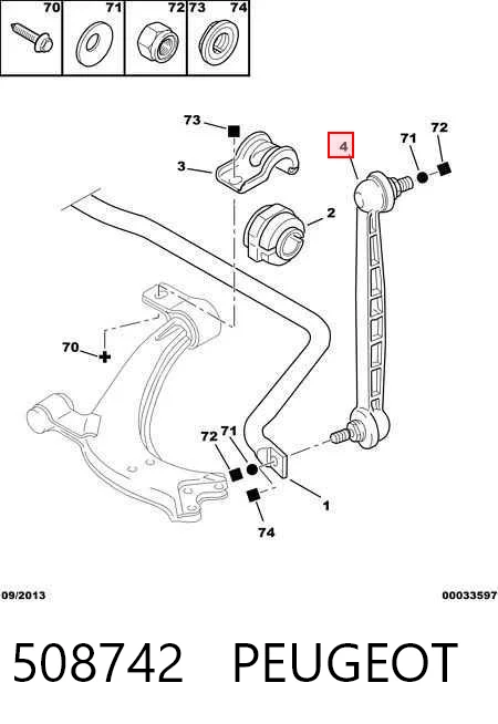 508742 Peugeot/Citroen Тяга переднього стабілізатора
