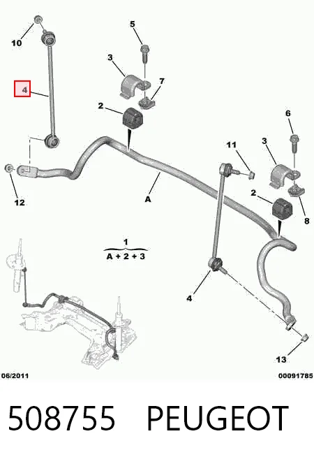 508755 Peugeot/Citroen Солдатик стабілізатора, переднього, правий