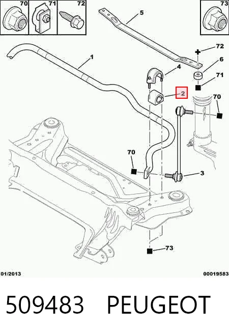 509483 Peugeot/Citroen Втулка стабілізатора переднього
