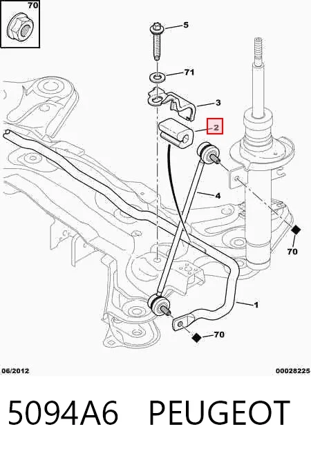 5094A6 Peugeot/Citroen Втулка стабілізатора переднього