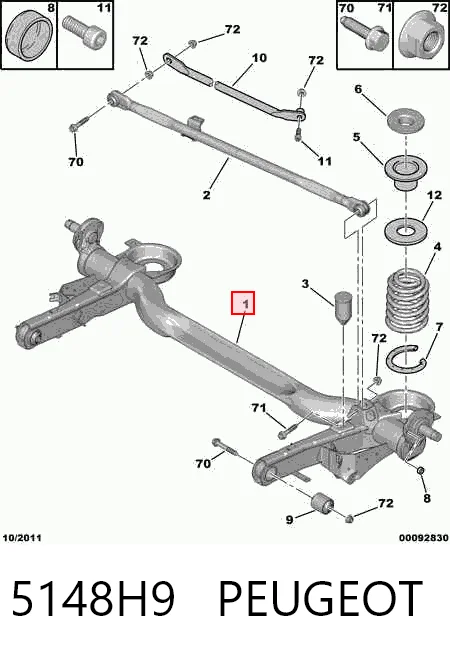 Підвіска задня на Citroen Jumpy I BS, BT, BY, BZ