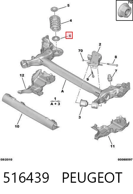 516439 Peugeot/Citroen Проставка (гумове кільце) пружини задньої
