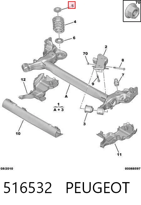516532 Peugeot/Citroen Проставка (гумове кільце) пружини задньої, верхня