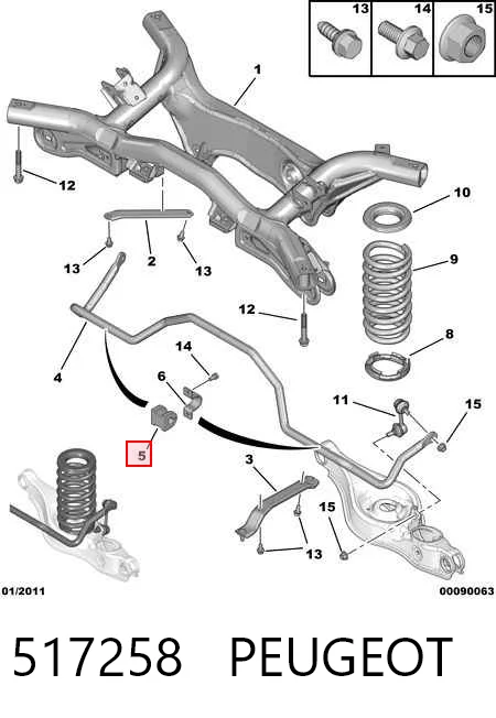 517258 Peugeot/Citroen Прокладка стабільзатора заднього