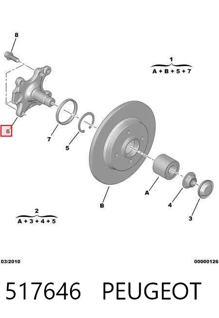 517646 Peugeot/Citroen Цапфа - поворотний кулак заднім виходом,