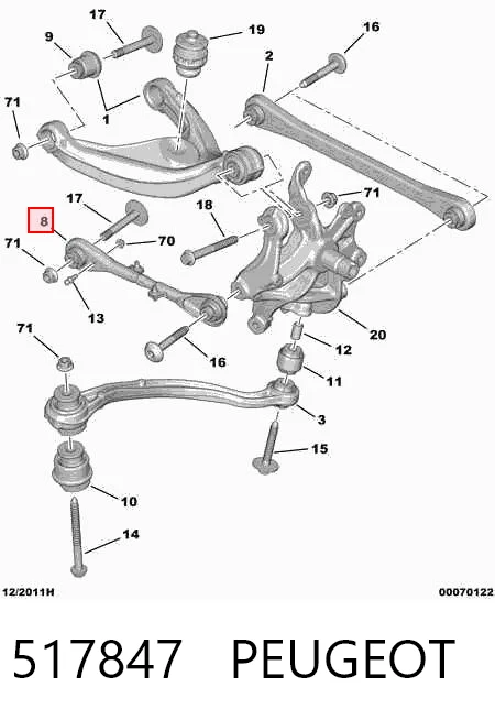 517847 Peugeot/Citroen Поперечна тяга задньої підвіски