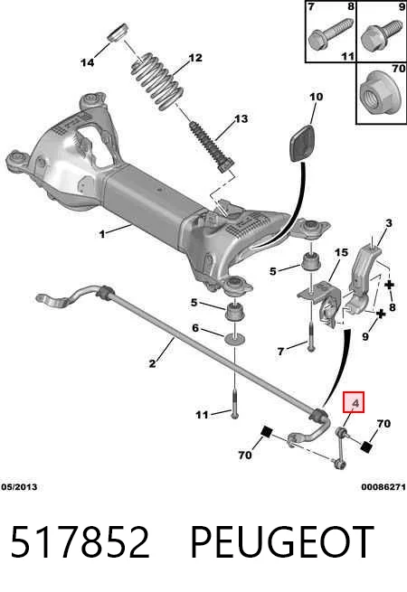 517852 Peugeot/Citroen Тяжка стабілізатора, заднього