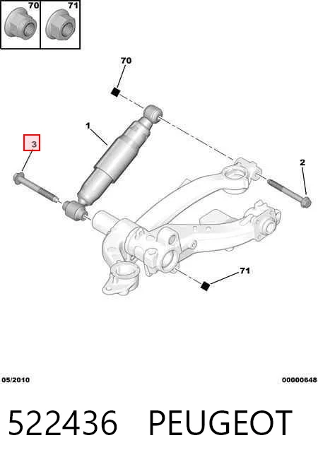 522436 Peugeot/Citroen Болт кріплення амортизатора заднього