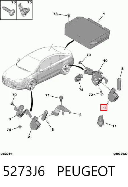 5273J6 Peugeot/Citroen Датчик рівня положення кузова, задній правий