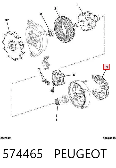 Діодний випрямляч на Peugeot 309 I 10C, 10A