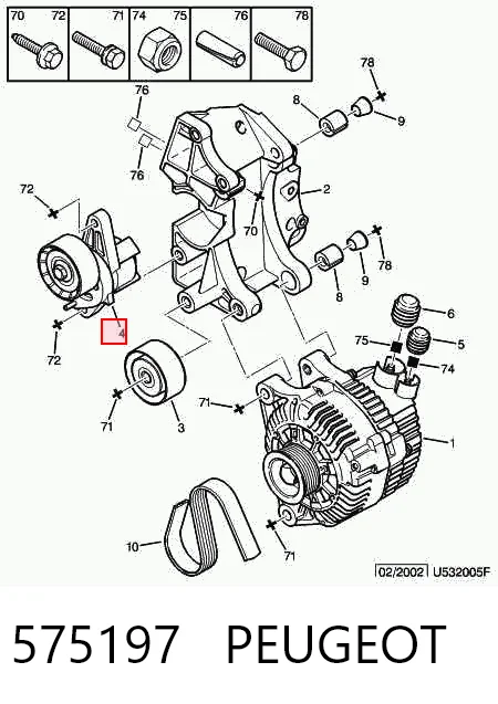 575197 Peugeot/Citroen Натяжна планка поліклинового ременя