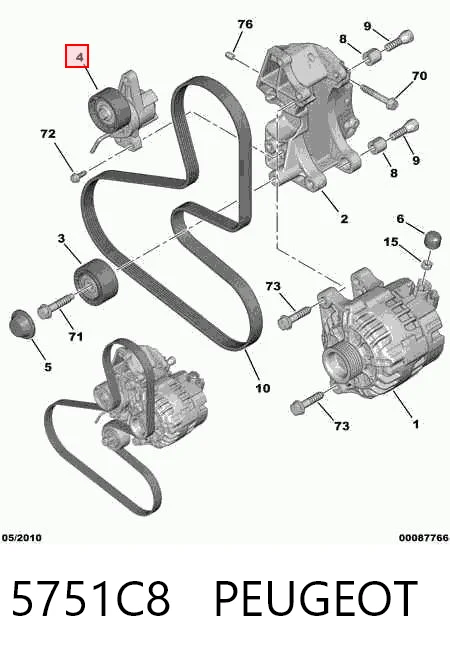 5751C8 Peugeot/Citroen Натяжна планка поліклинового ременя
