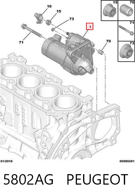 5802AG Peugeot/Citroen Стартер двигуна
