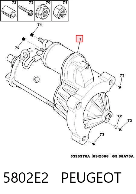 5802E2 Peugeot/Citroen Стартер двигуна