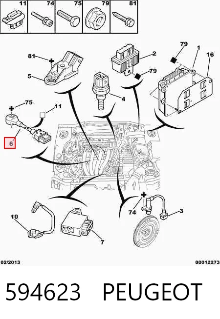594623 Peugeot/Citroen Датчик детонації