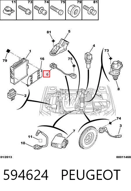 Датчик детонації на Peugeot 406  8B