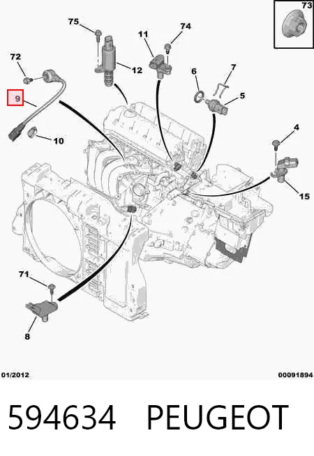594634 Peugeot/Citroen Датчик детонації