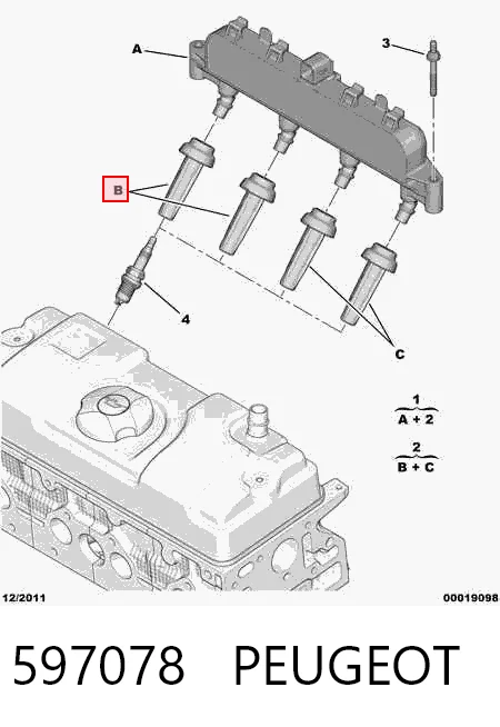 597078 Peugeot/Citroen Котушка запалювання