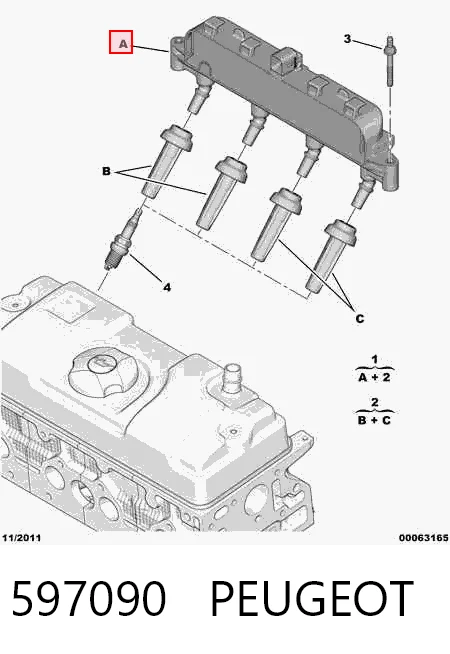 597090 Peugeot/Citroen Котушка запалювання