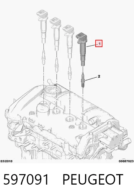 597091 Peugeot/Citroen Котушка запалювання