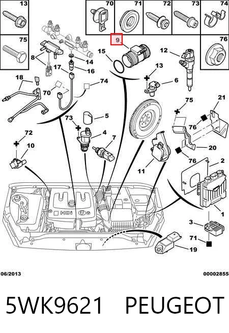 5WK9621 Peugeot/Citroen Датчик витрати повітря