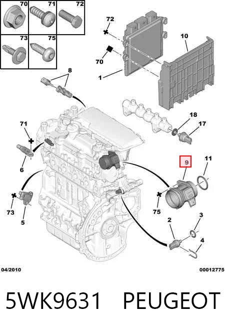 5WK9631 Peugeot/Citroen Датчик витрати повітря