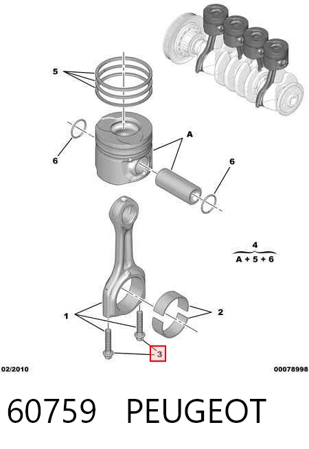 60759 Peugeot/Citroen Болт кріплення шатуна