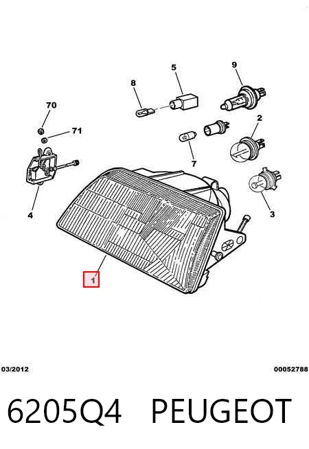 Основна фара - вставка на Peugeot 205 I 741A, C