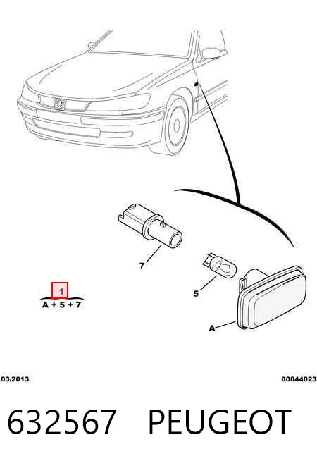 632567 Peugeot/Citroen Повторювач повороту в крило
