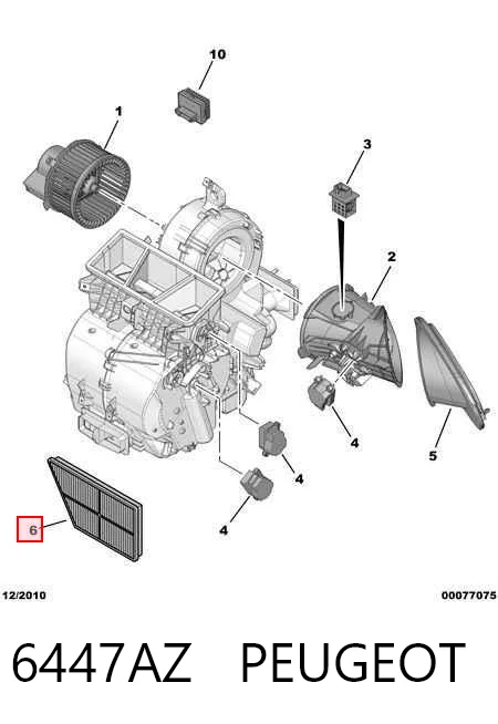 6447AZ Peugeot/Citroen Внутрішньосалонний фільтр