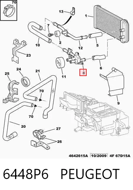 6448P6 Peugeot/Citroen Кран пічки (обігрівача)