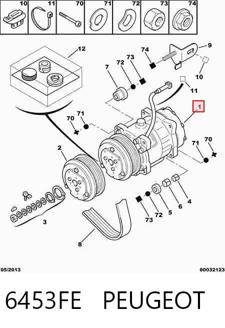 6453FE Peugeot/Citroen Компресор холодоагенту
