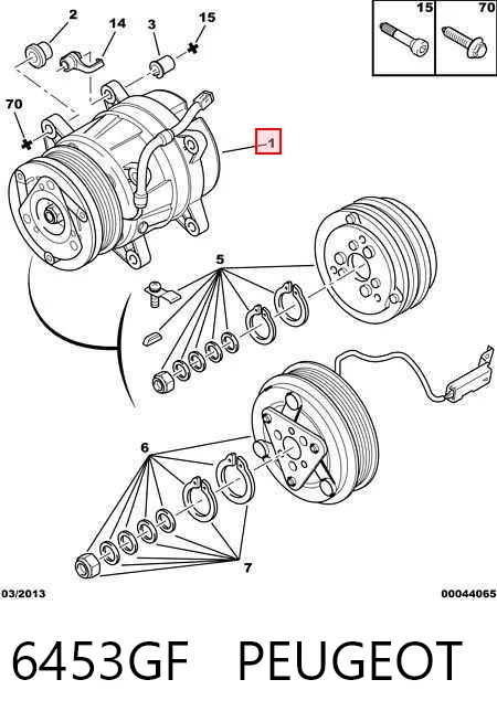 6453GF Peugeot/Citroen Компресор холодоагенту