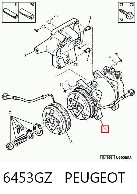 6453GZ Peugeot/Citroen Компресор холодоагенту