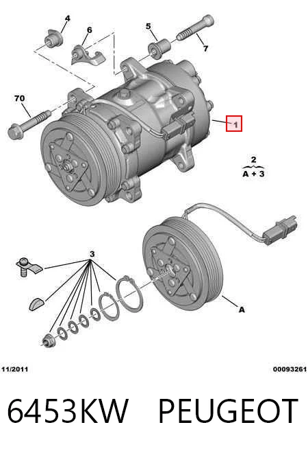 6453KW Peugeot/Citroen Компресор холодоагенту