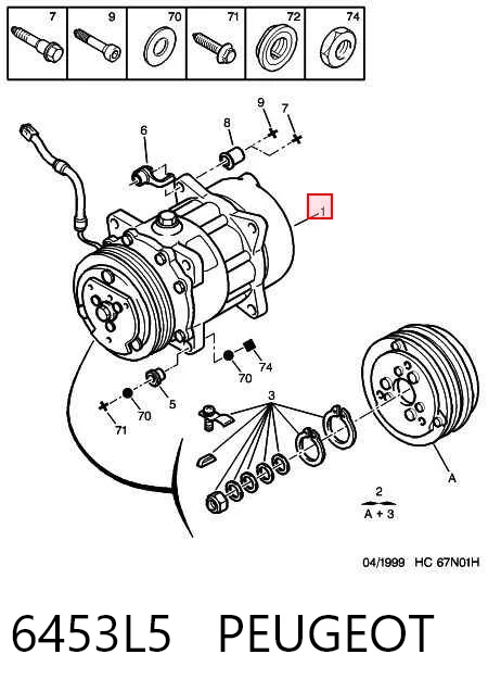6453L5 Peugeot/Citroen Компресор холодоагенту