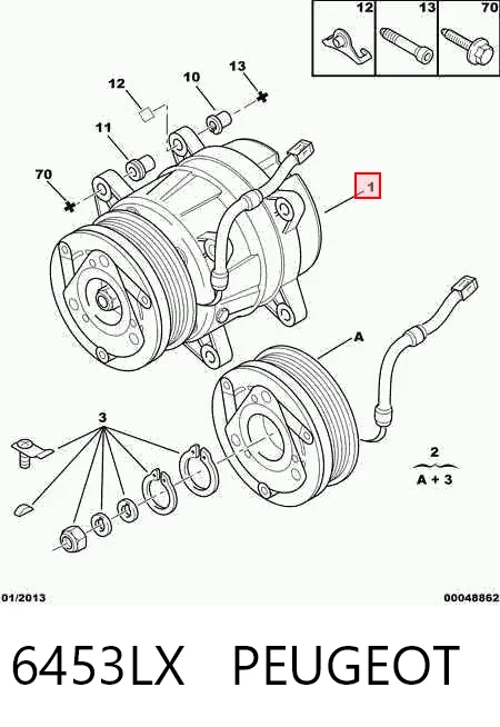 6453LX Peugeot/Citroen Компресор холодоагенту