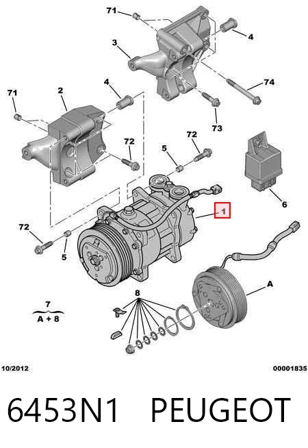 6453N1 Peugeot/Citroen Компресор холодоагенту