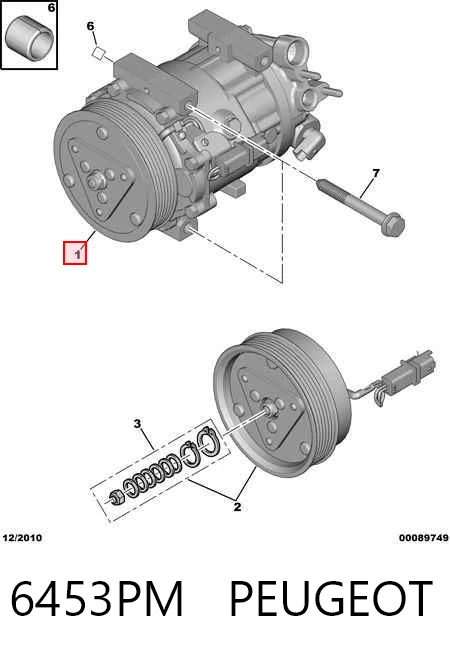 6453PM Peugeot/Citroen Компресор холодоагенту