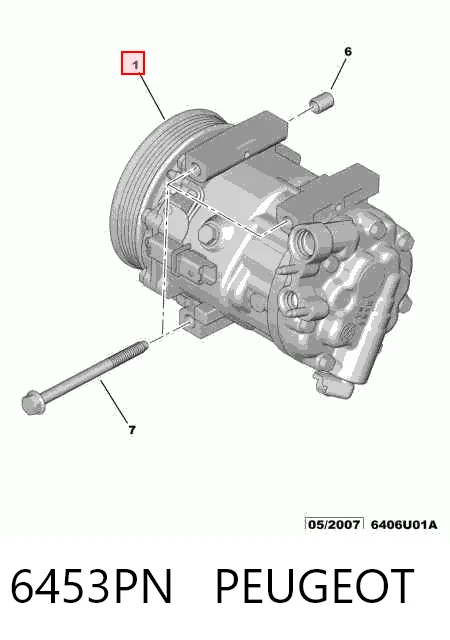 6453PN Peugeot/Citroen Компресор холодоагенту