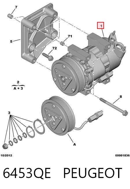 6453QE Peugeot/Citroen Компресор холодоагенту